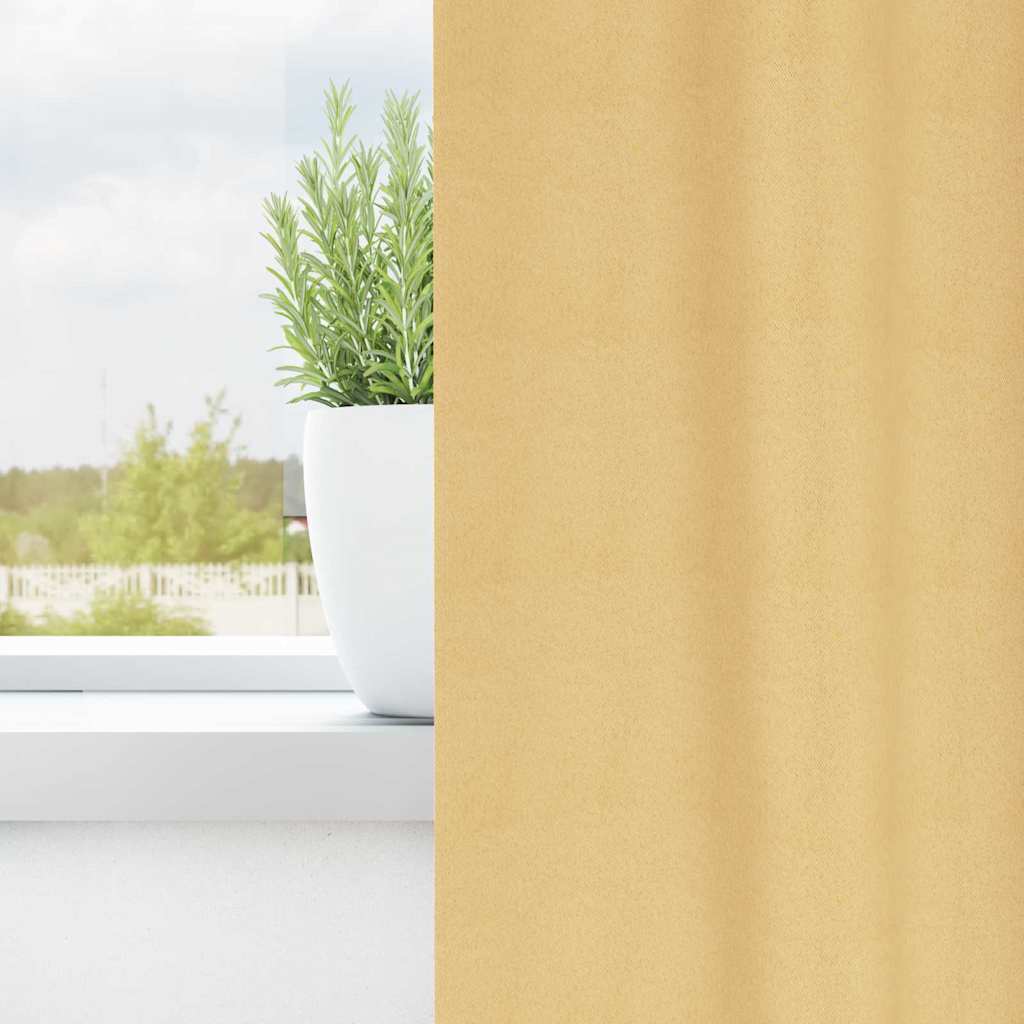 Tende Blackout con Anelli 2 pz Beige 260 x 140 cm Poliestere