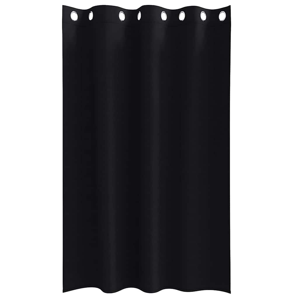 Tende Blackout con Anelli 2 pz Nero 175 x 140 cm Poliestere