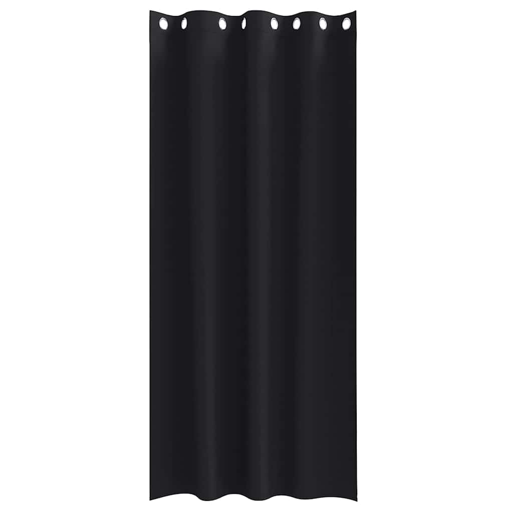 Tende Blackout con Anelli 2 pz Nero 245 x 140 cm Poliestere