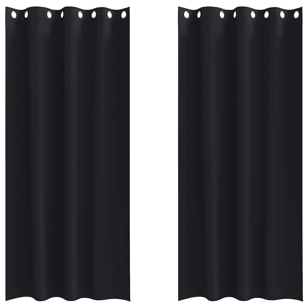 Tende Blackout con Anelli 2 pz Nero 260 x 140 cm Poliestere