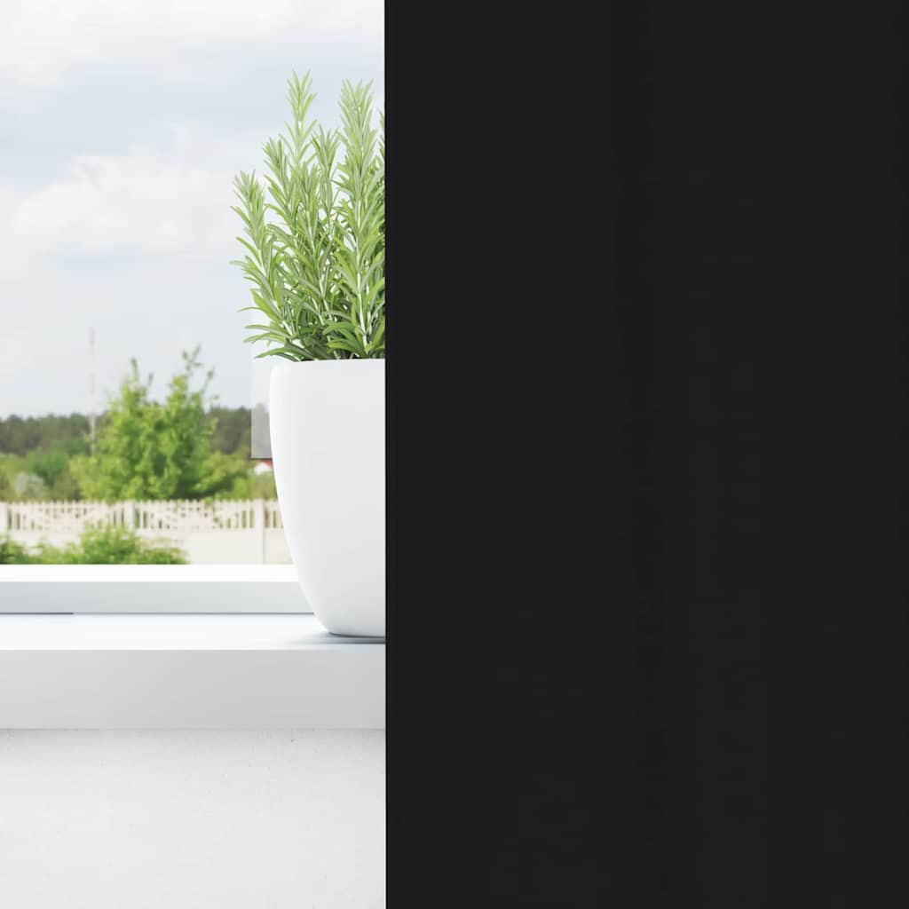 Tende Blackout con Anelli 2 pz Nero 260 x 140 cm Poliestere