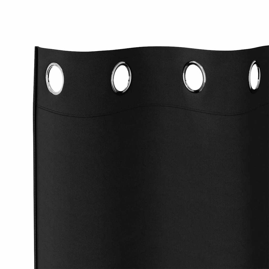Tende Blackout con Anelli 2 pz Nero 260 x 140 cm Poliestere