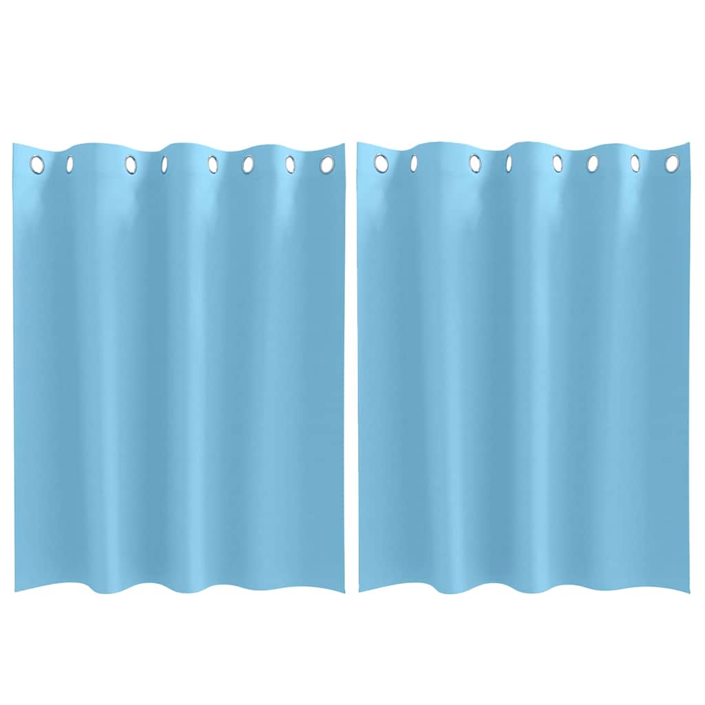 Tende Blackout con Anelli 2 pz Azzurro 140 x 140 cm Poliestere