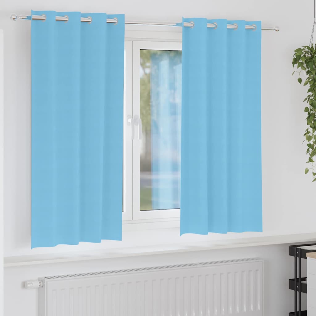 Tende Blackout con Anelli 2 pz Azzurro 175 x 140 cm Poliestere