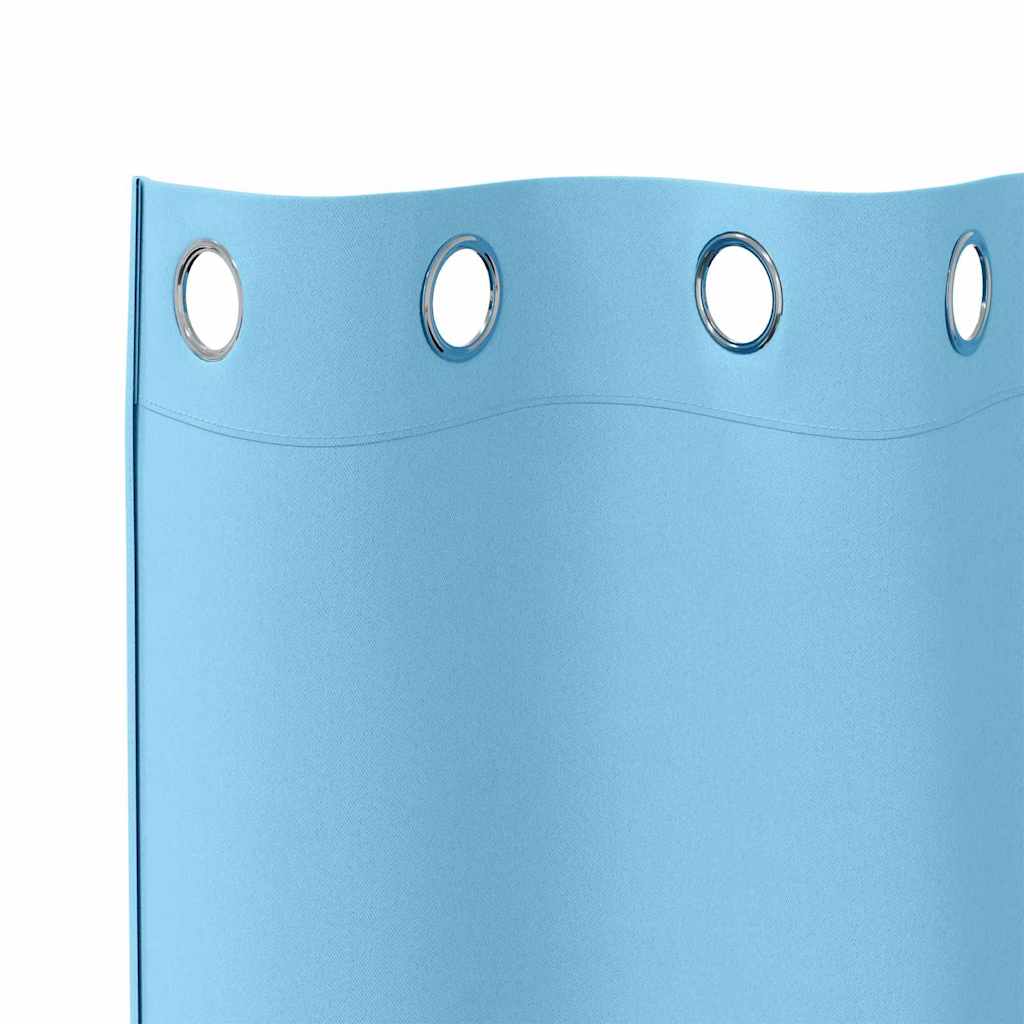 Tende Blackout con Anelli 2 pz Azzurro 175 x 140 cm Poliestere