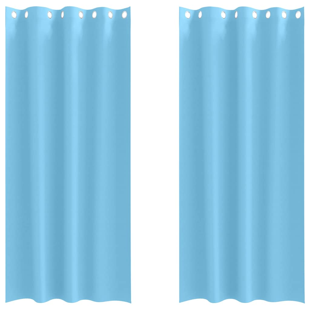Tende Blackout con Anelli 2 pz Azzurro 225 x 140 cm Poliestere