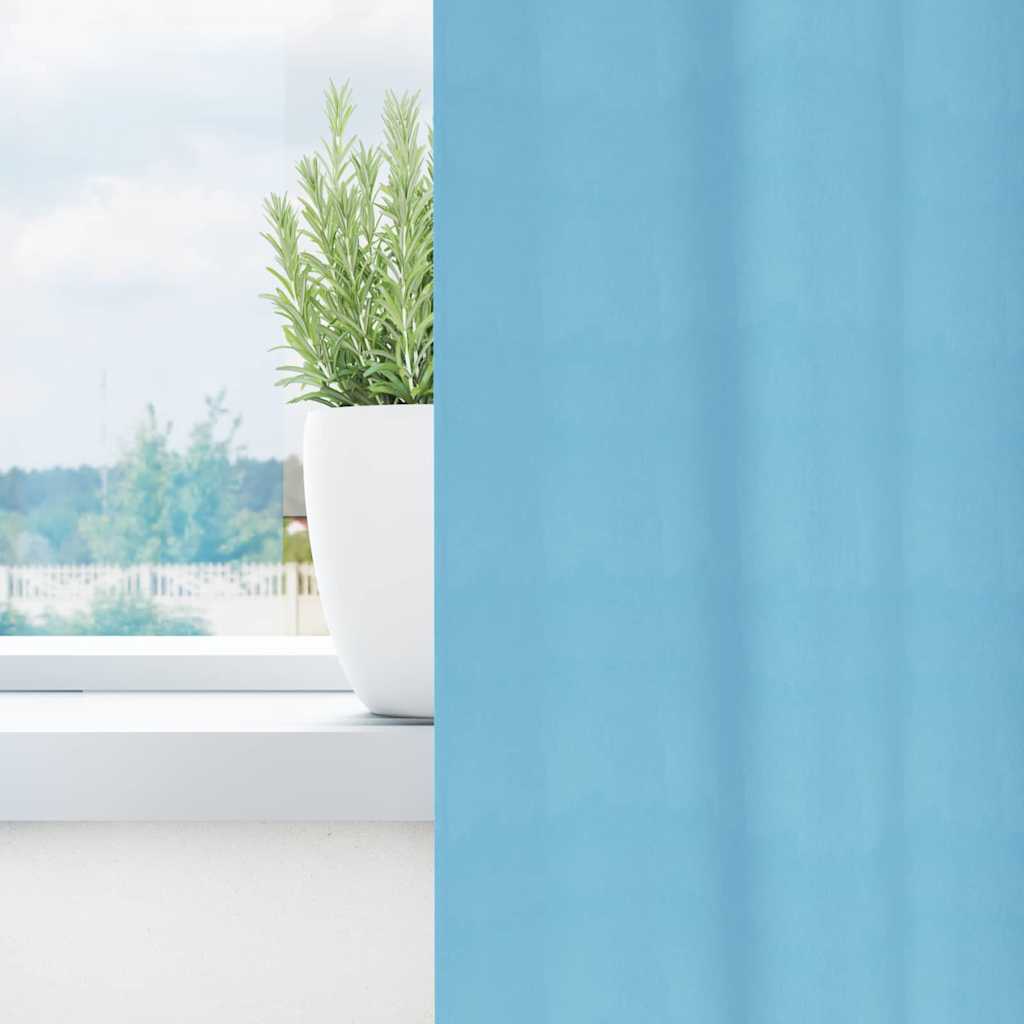 Tende Blackout con Anelli 2 pz Azzurro 245 x 140 cm Poliestere