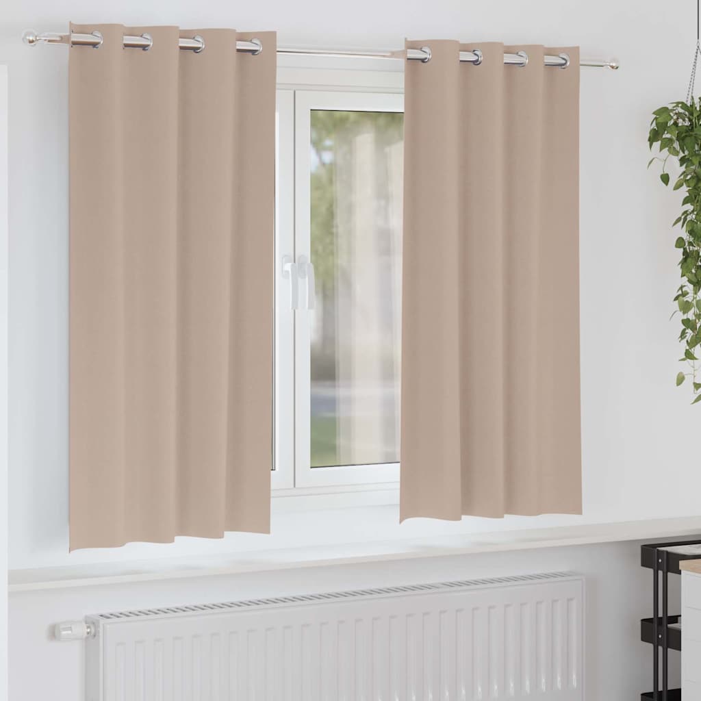 Tende Blackout con Anelli 2 pz Tortora 175 x 140 cm Poliestere