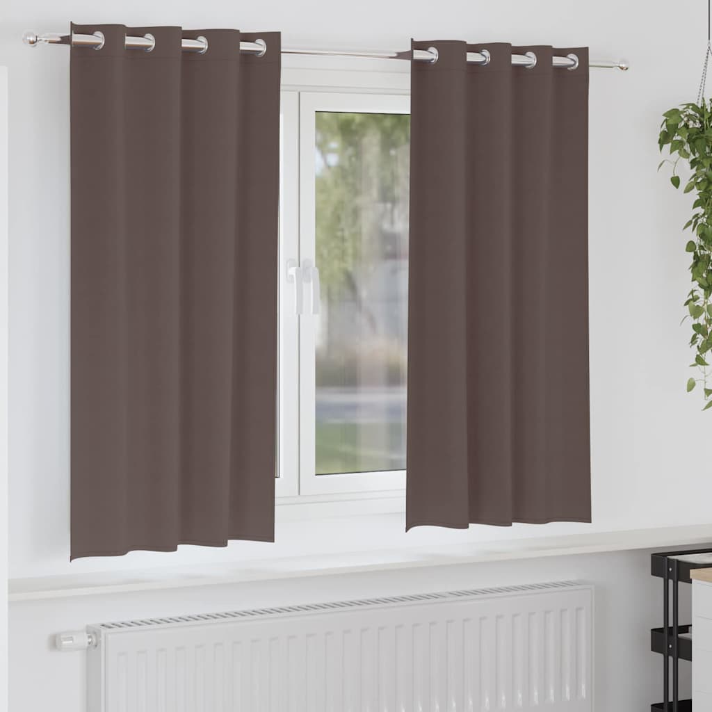 Tende Blackout con Anelli 2 pz Marrone Scuro 175 x 140 cm