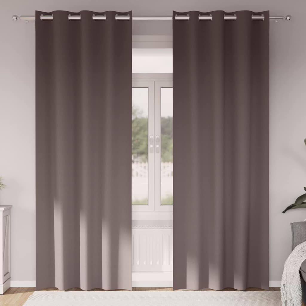 Tende Blackout con Anelli 2 pz Marrone Scuro 225 x 140 cm