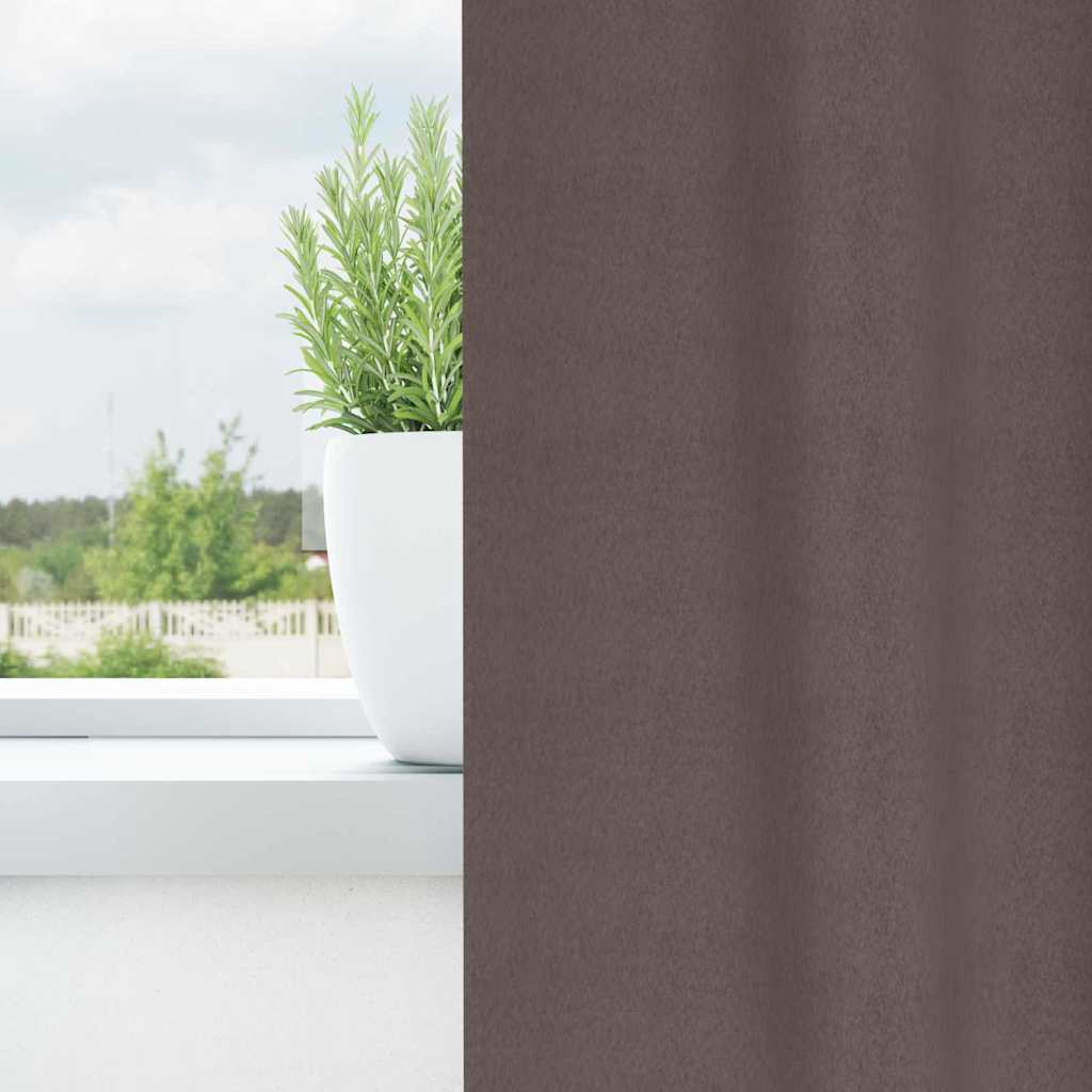 Tende Blackout con Anelli 2 pz Marrone Scuro 245 x 140 cm