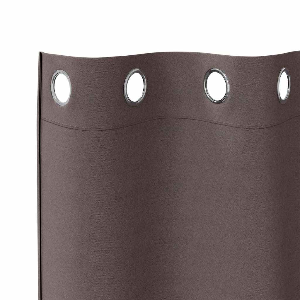 Tende Blackout con Anelli 2 pz Marrone Scuro 245 x 140 cm