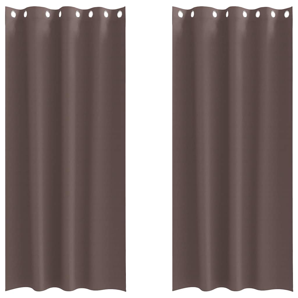 Tende Blackout con Anelli 2 pz Marrone Scuro 260 x 140 cm