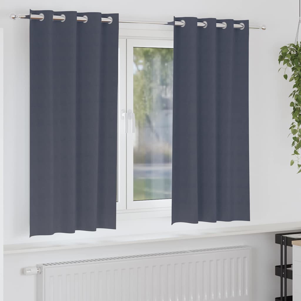 Tende Blackout con Anelli 2 pz Antracite 175 x 140 cm