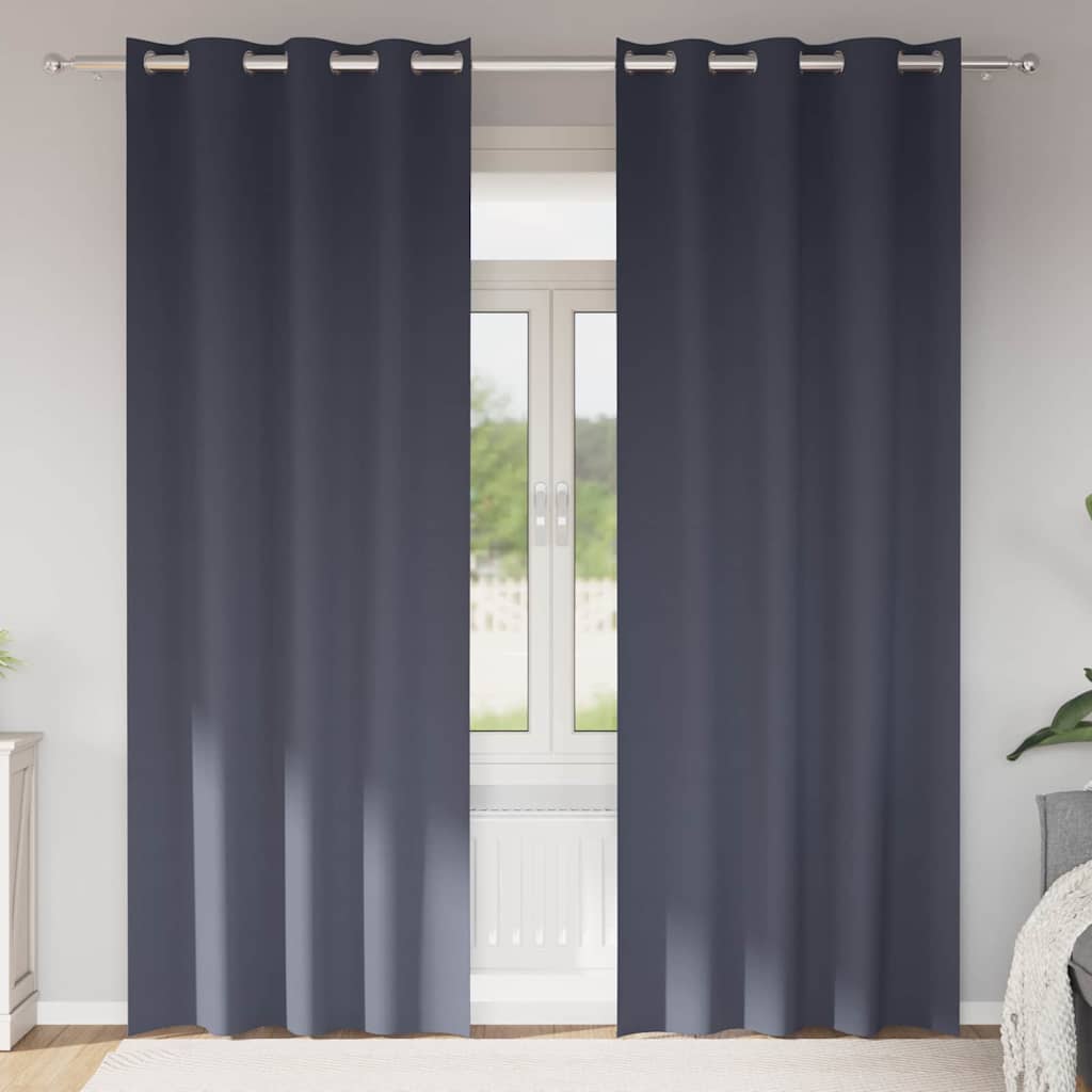 Tende Blackout con Anelli 2 pz Antracite 225 x 140 cm