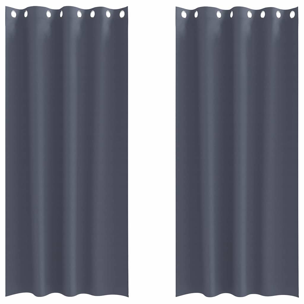 Tende Blackout con Anelli 2 pz Antracite 245 x 140 cm
