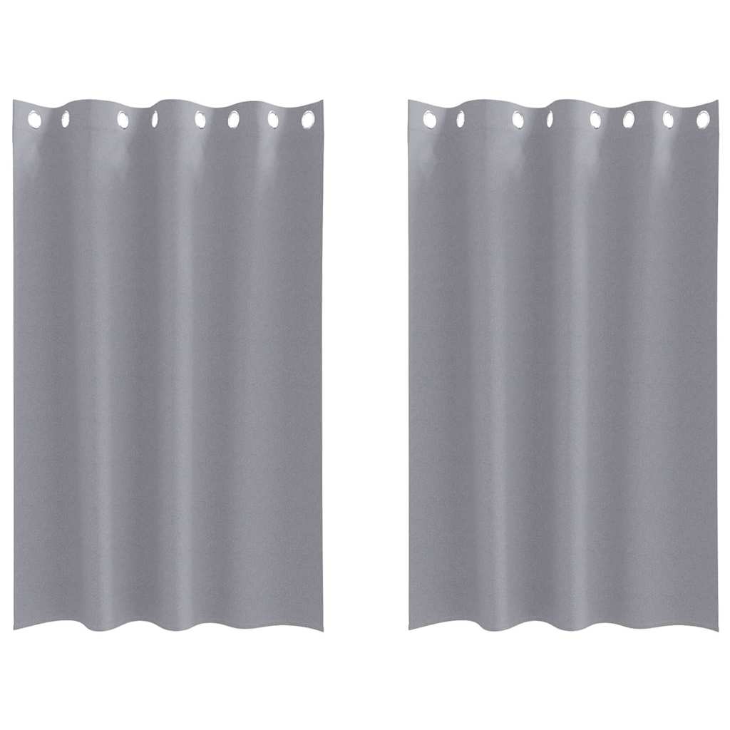 Tende Blackout con Anelli 2 pz Grigio Chiaro 175 x 140 cm