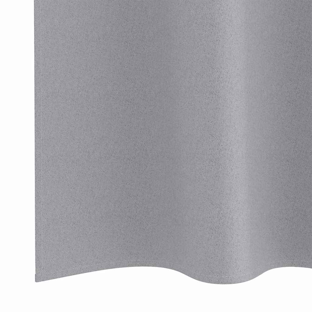 Tende Blackout con Anelli 2 pz Grigio Chiaro 175 x 140 cm