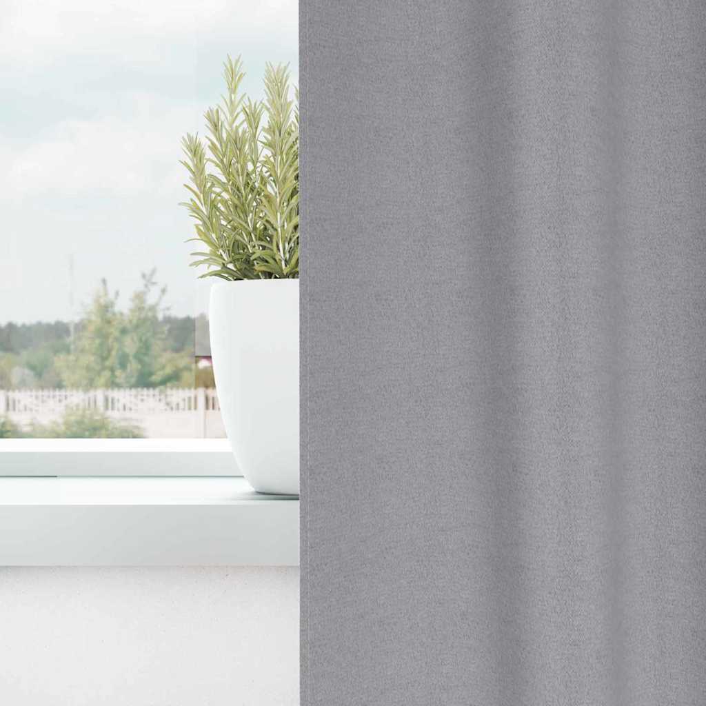 Tende Blackout con Anelli 2 pz Grigio Chiaro 245 x 140 cm