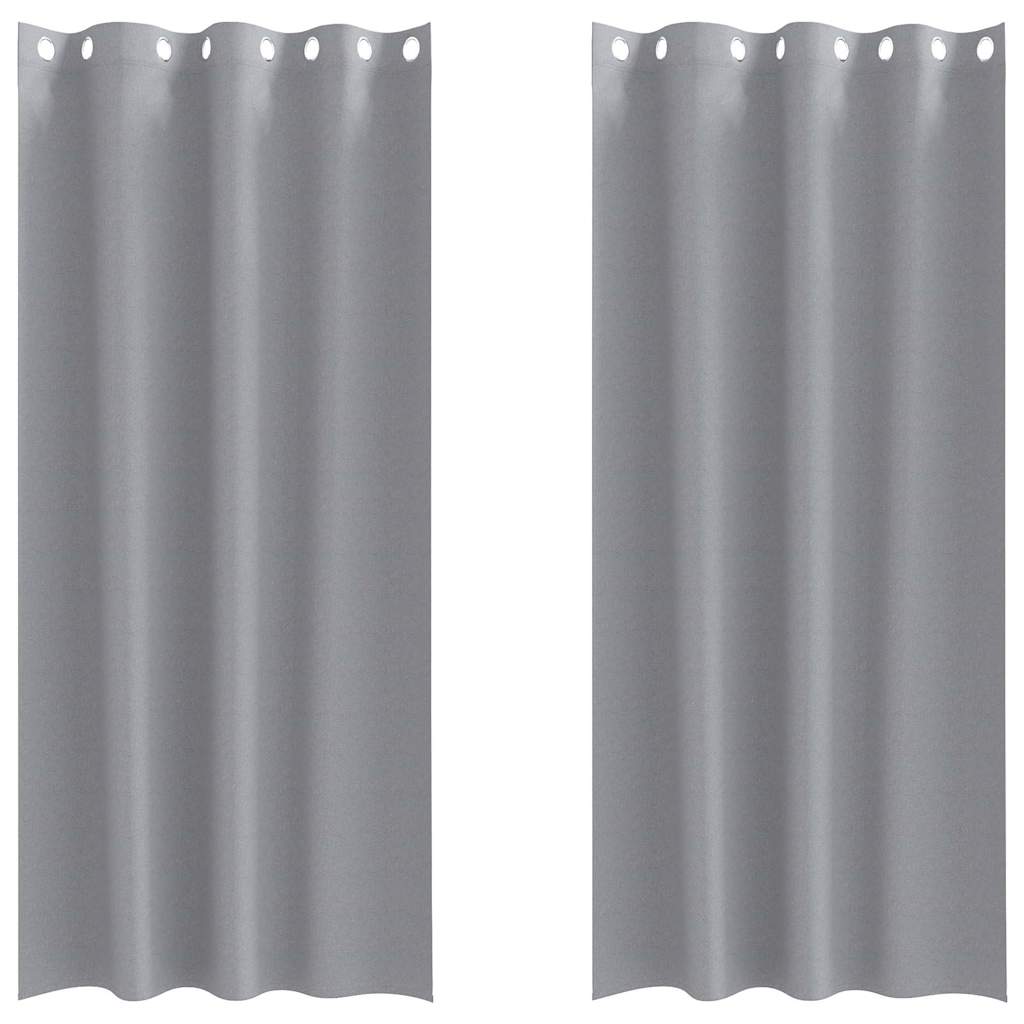 Tende Blackout con Anelli 2 pz Grigio Chiaro 260 x 140 cm