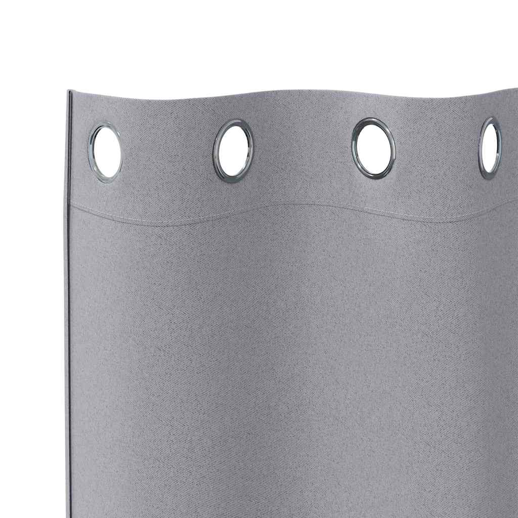 Tende Blackout con Anelli 2 pz Grigio Chiaro 260 x 140 cm