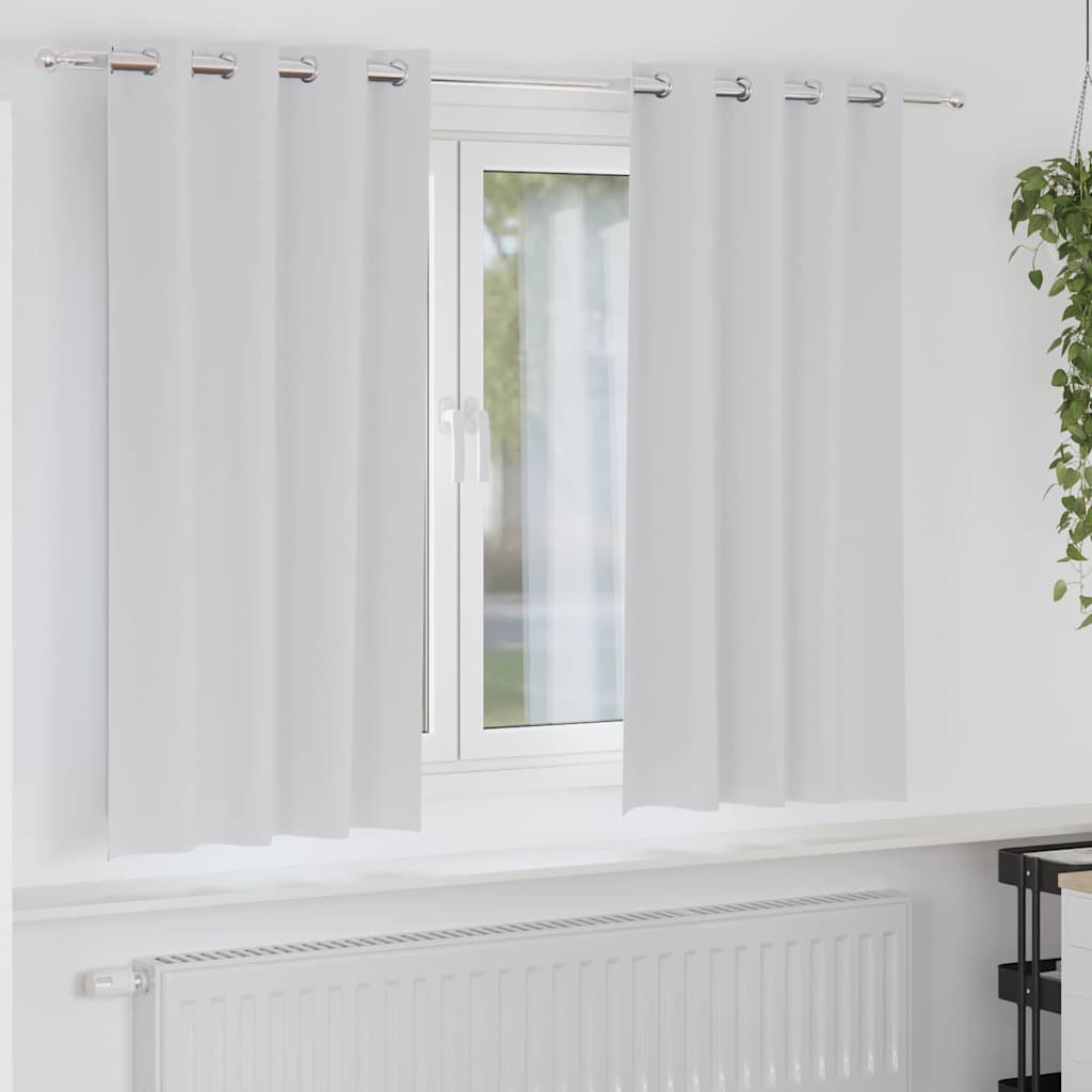 Tende Blackout con Anelli 2 pz Grigio Chiaro 175 x 140 cm