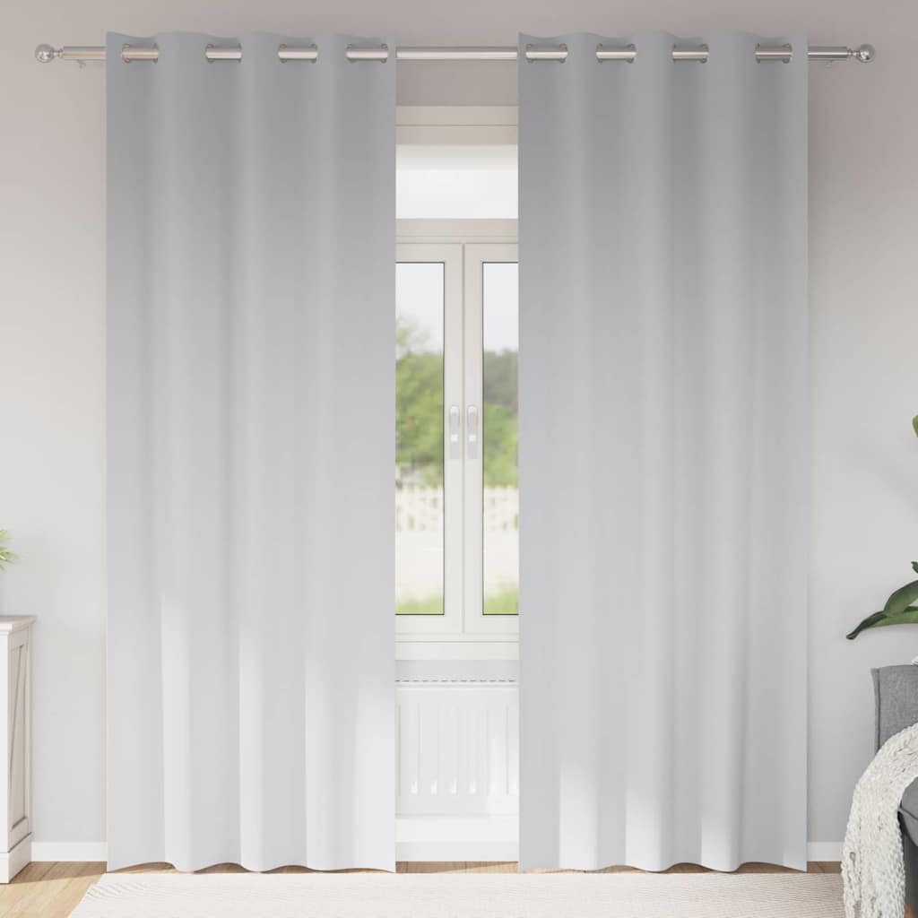 Tende Blackout con Anelli 2 pz Grigio Chiaro 260 x 140 cm