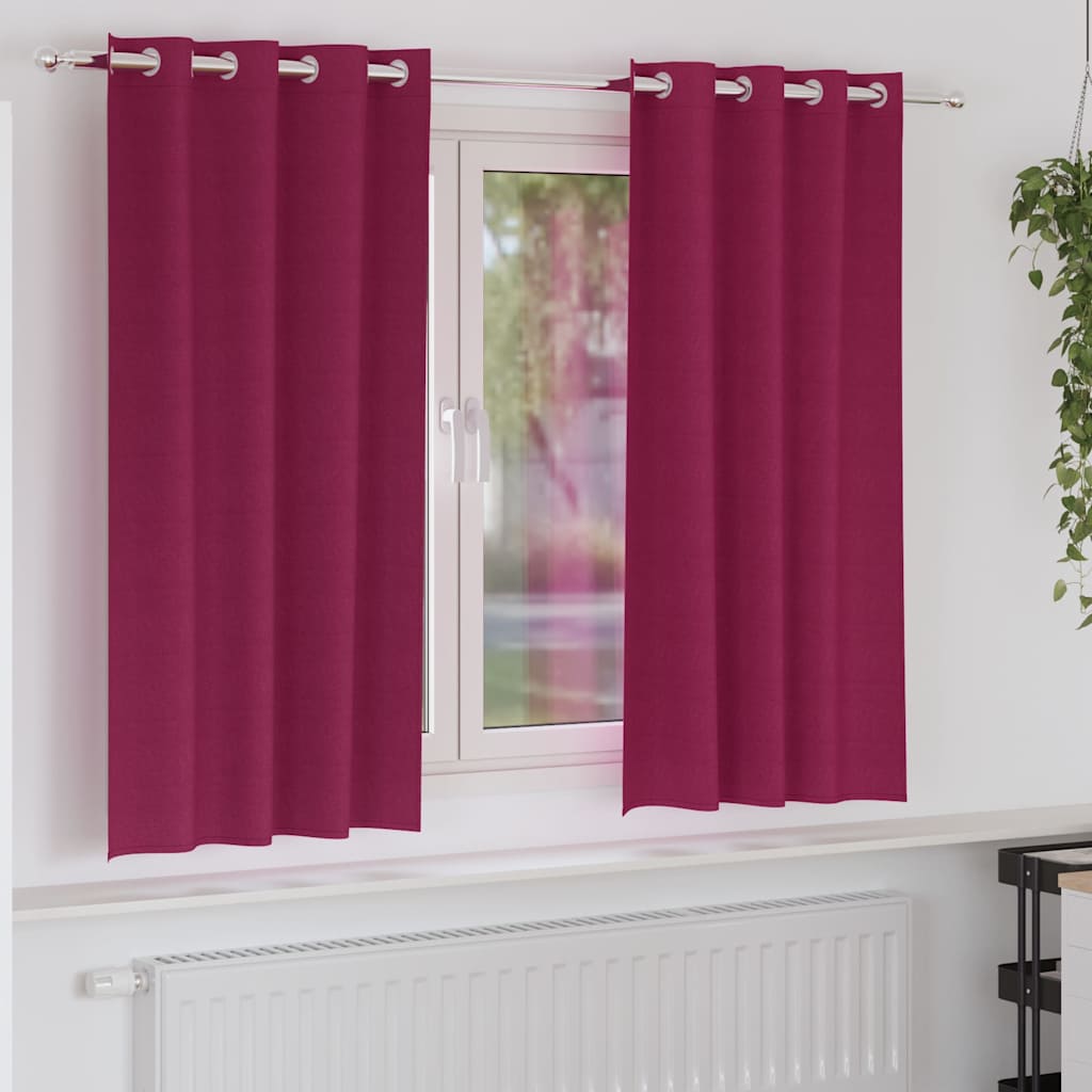 Tende Blackout con Anelli 2 pz Rosso Vino 175 x 140 cm