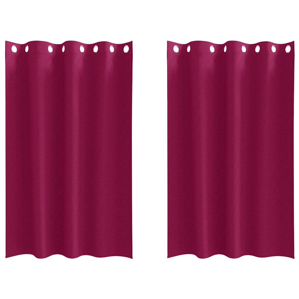 Tende Blackout con Anelli 2 pz Rosso Vino 175 x 140 cm