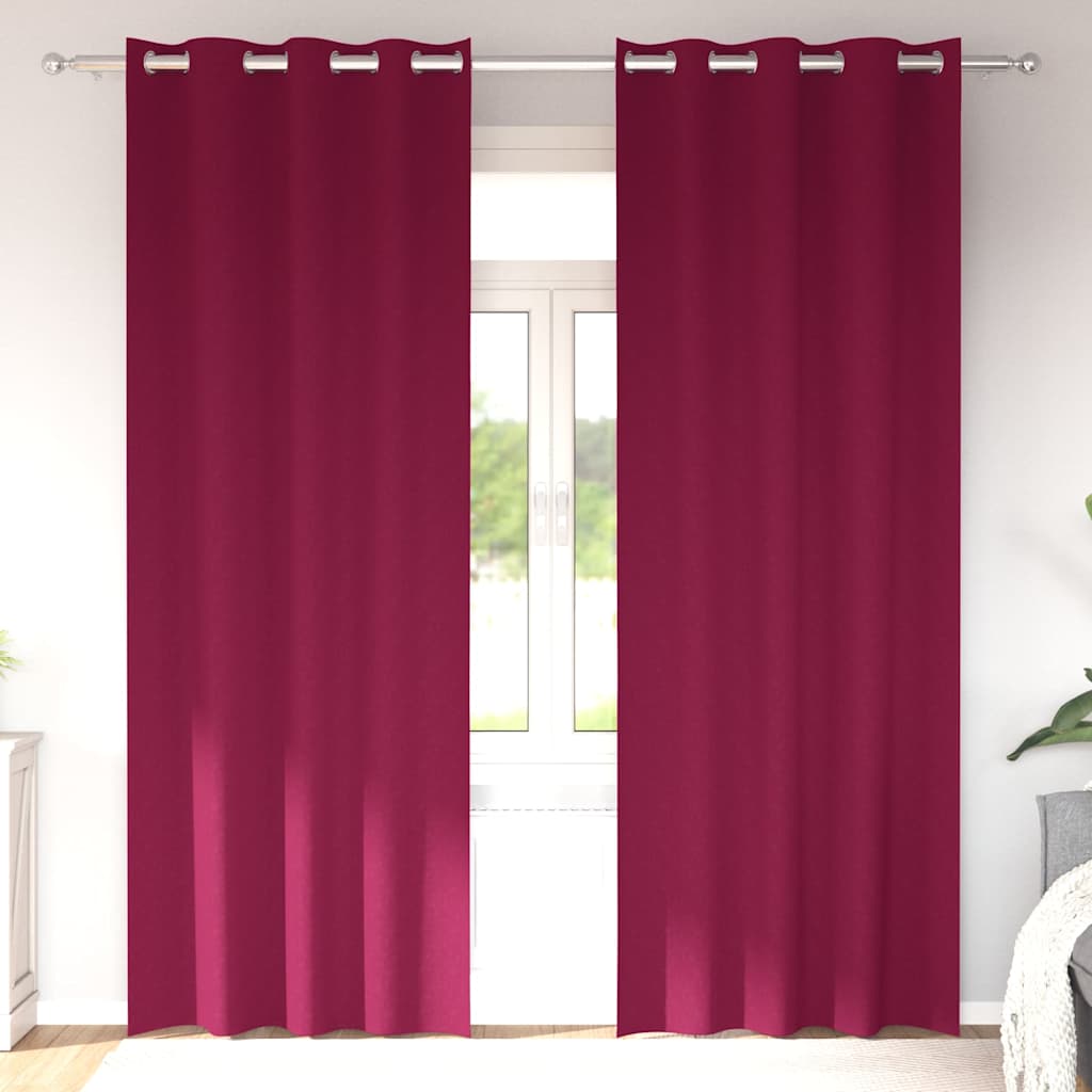 Tende Blackout con Anelli 2 pz Rosso Vino 260 x 140 cm