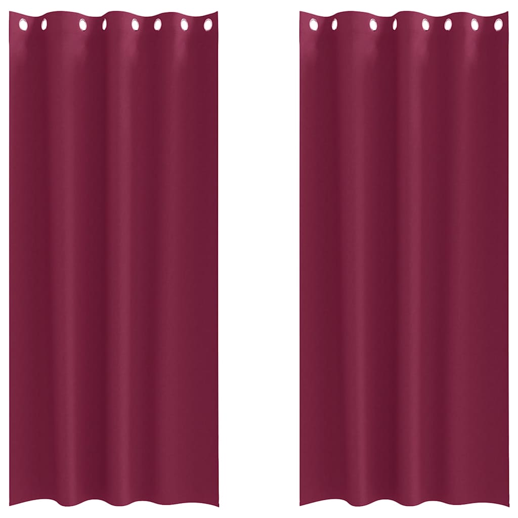 Tende Blackout con Anelli 2 pz Rosso Vino 260 x 140 cm