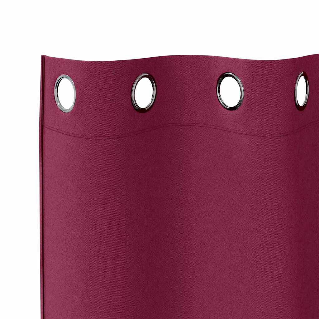 Tende Blackout con Anelli 2 pz Rosso Vino 260 x 140 cm