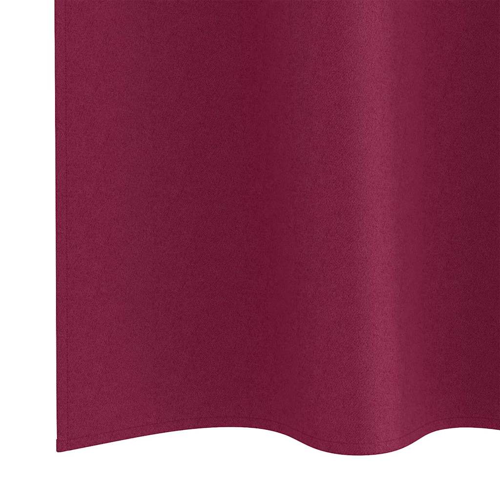 Tende Blackout con Anelli 2 pz Rosso Vino 260 x 140 cm
