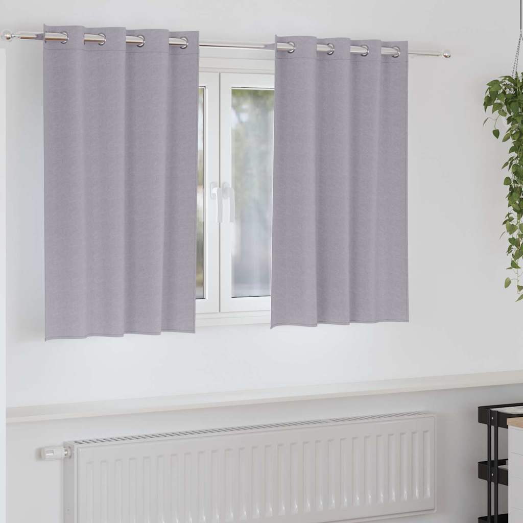 Tende Blackout con Anelli 2 pz Grigio Metallico 140 x 140 cm