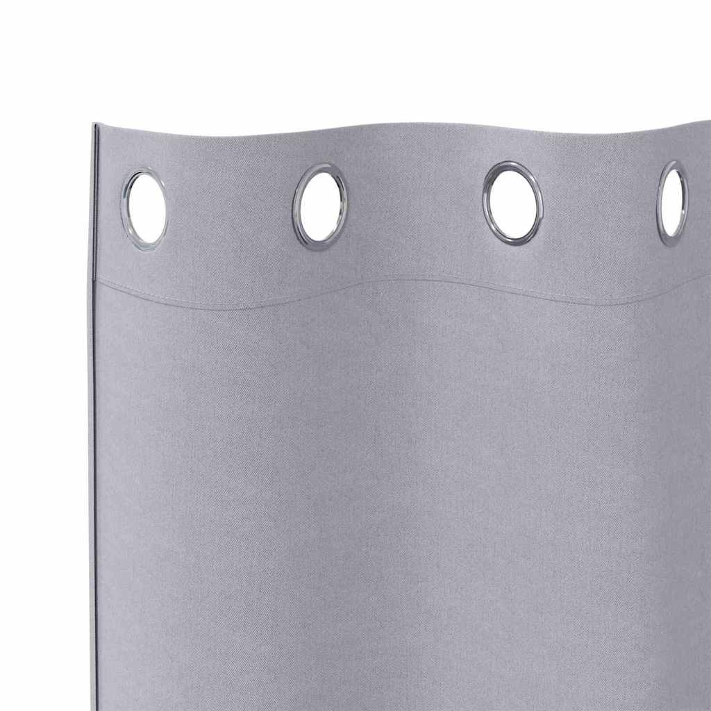 Tende Blackout con Anelli 2 pz Grigio Metallico 225 x 140 cm