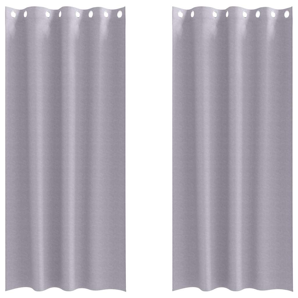 Tende Blackout con Anelli 2 pz Grigio Metallico 245 x 140 cm
