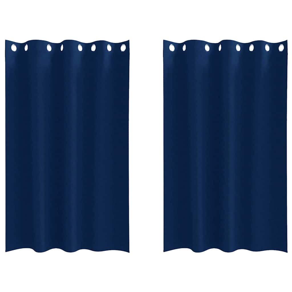 Tende Blackout con Anelli 2 pz Blu Scuro 175 x 140 cm