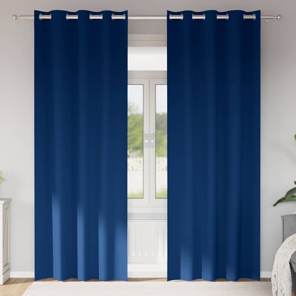 Tende Blackout con Anelli 2 pz Blu Scuro 225 x 140 cm