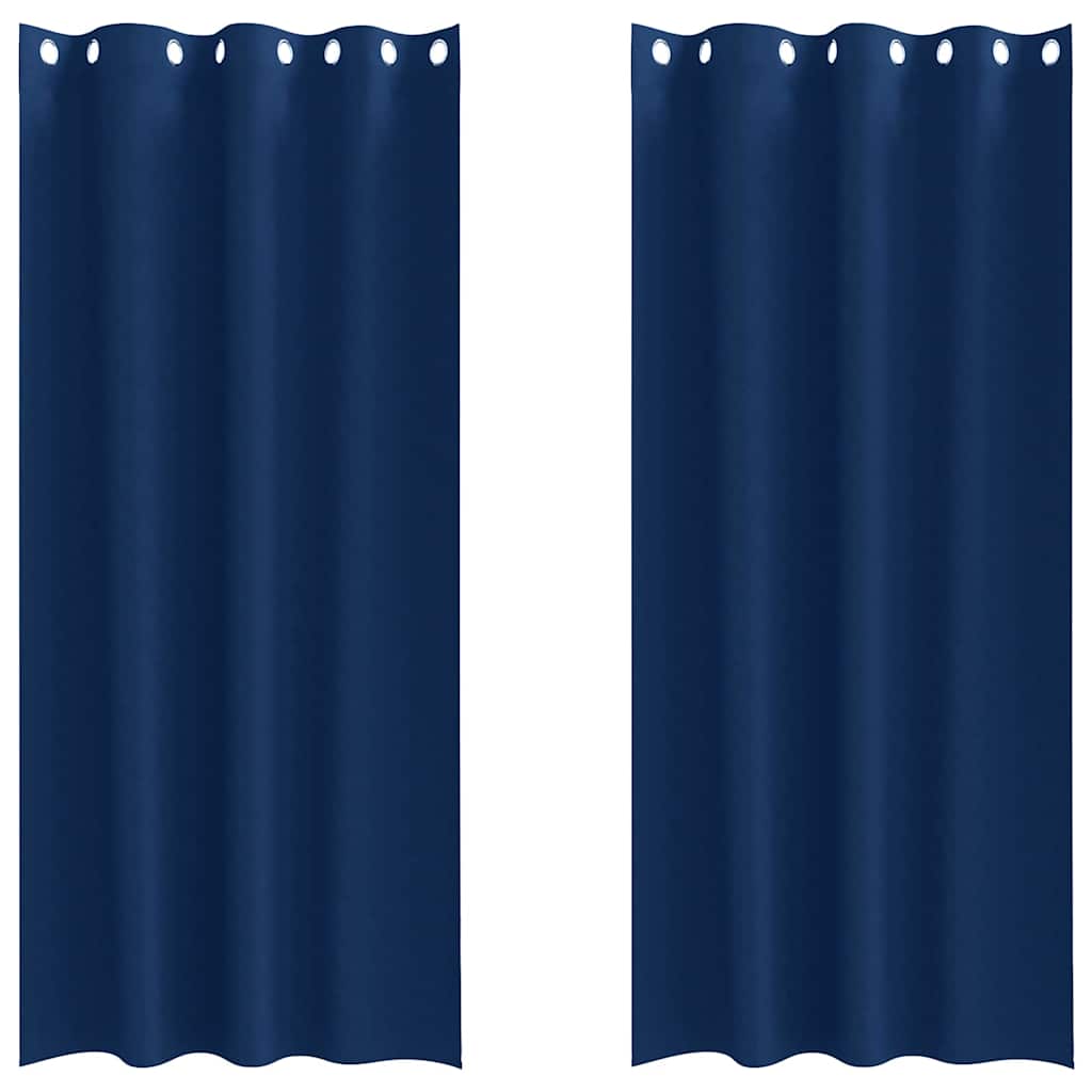 Tende Blackout con Anelli 2 pz Blu Scuro 225 x 140 cm