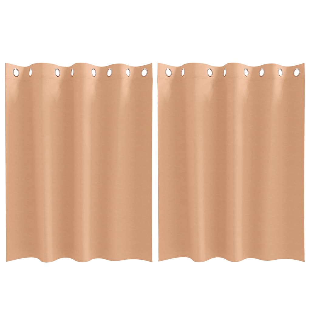 Tende Blackout con Anelli 2 pz Marrone Chiaro 140 x 140 cm