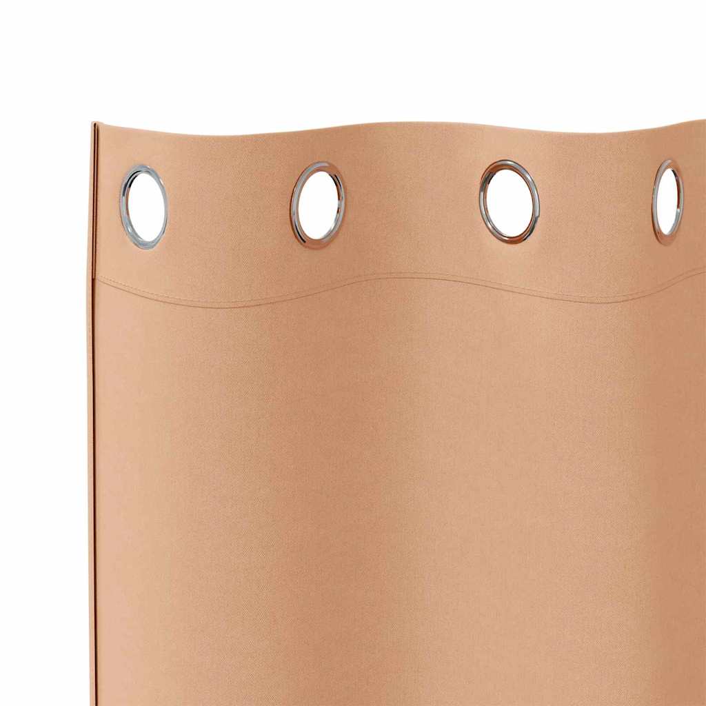 Tende Blackout con Anelli 2 pz Marrone Chiaro 225 x 140 cm