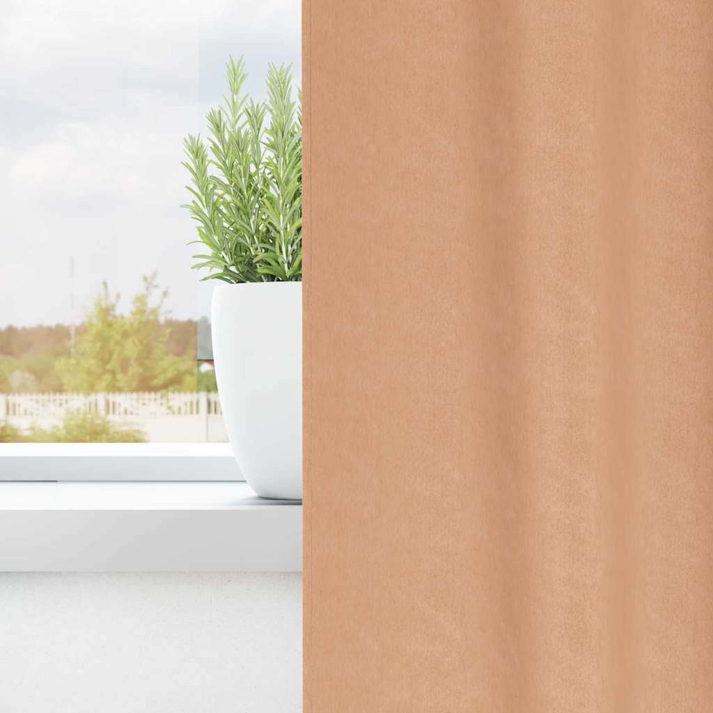 Tende Blackout con Anelli 2 pz Marrone Chiaro 245 x 140 cm
