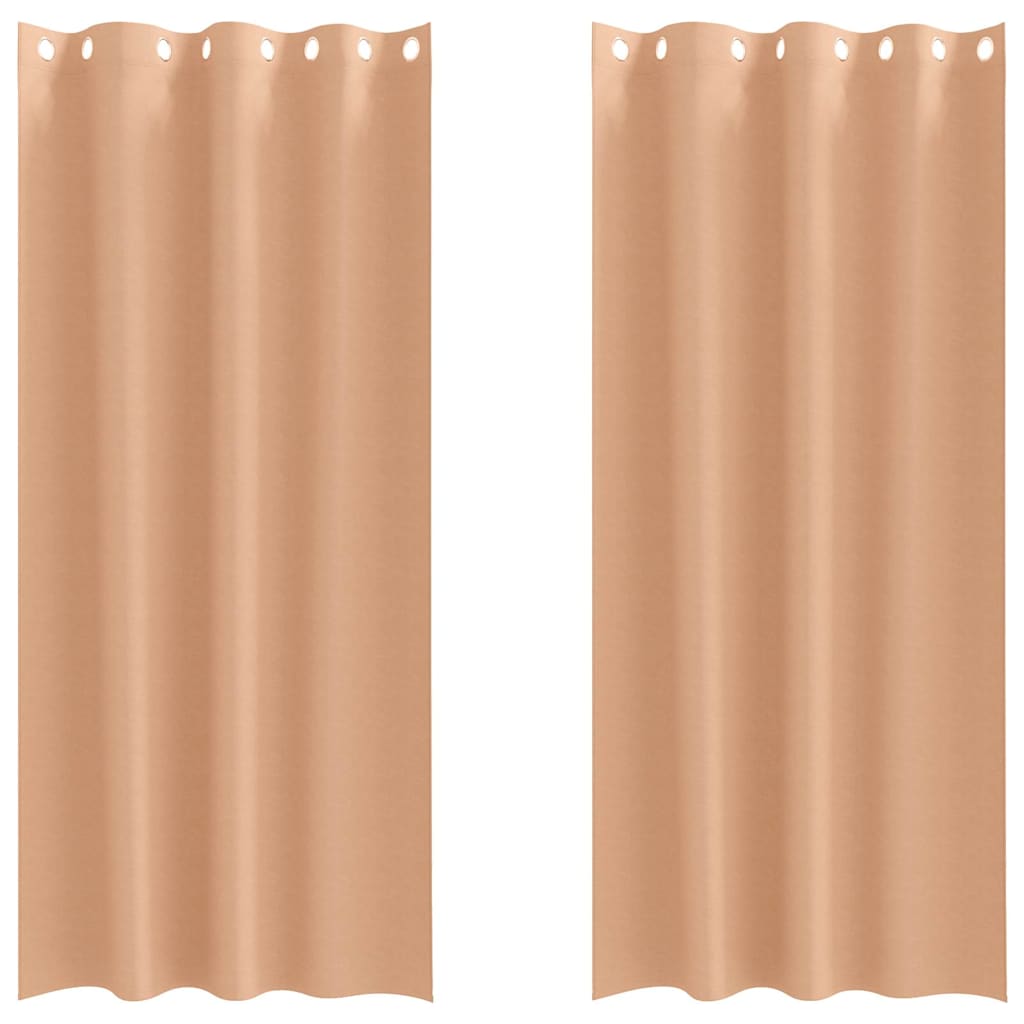 Tende Blackout con Anelli 2 pz Marrone Chiaro 260 x 140 cm
