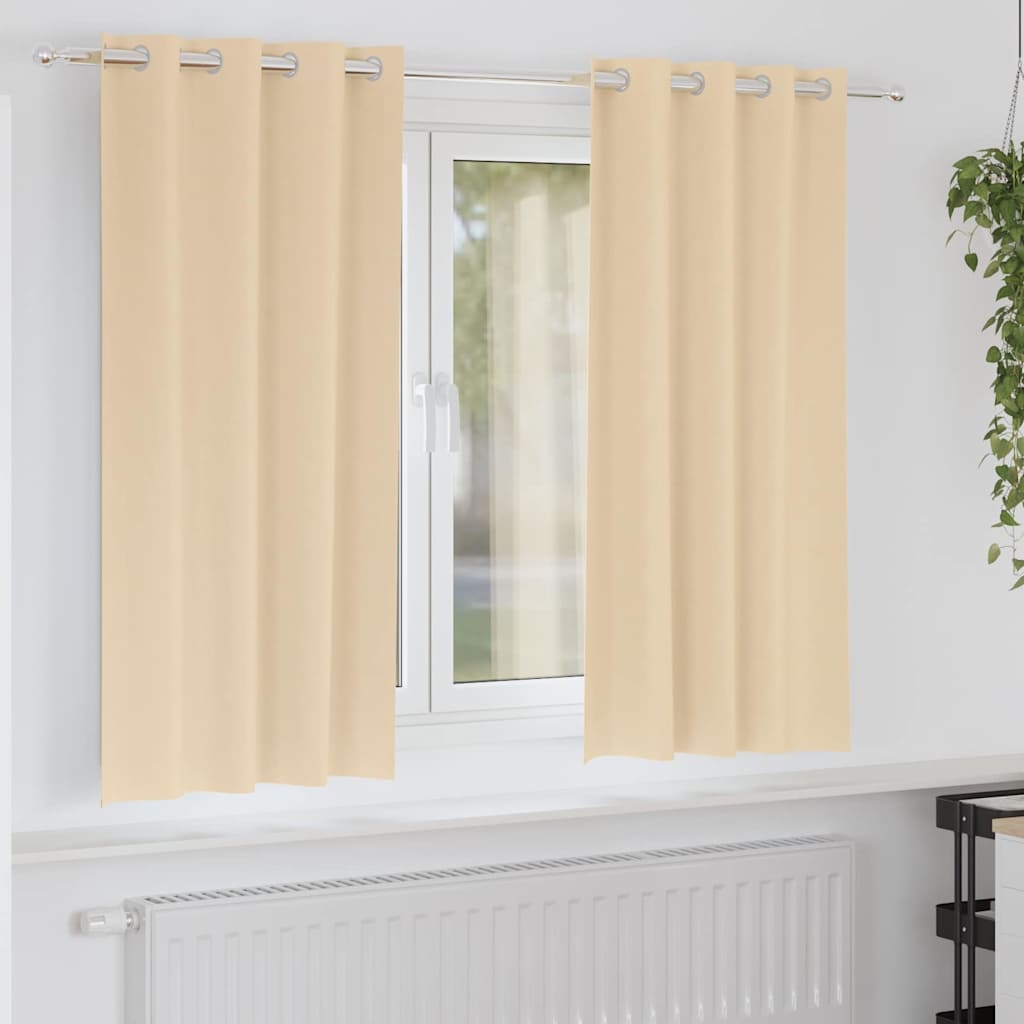 Tende Blackout con Anelli 2 pz Crema 175 x 140 cm Poliestere