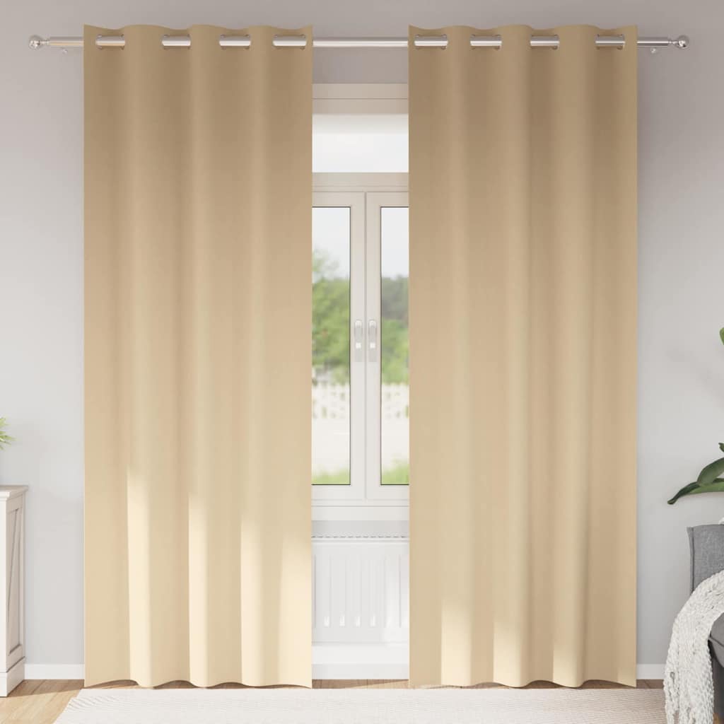 Tende Blackout con Anelli 2 pz Crema 260 x 140 cm Poliestere