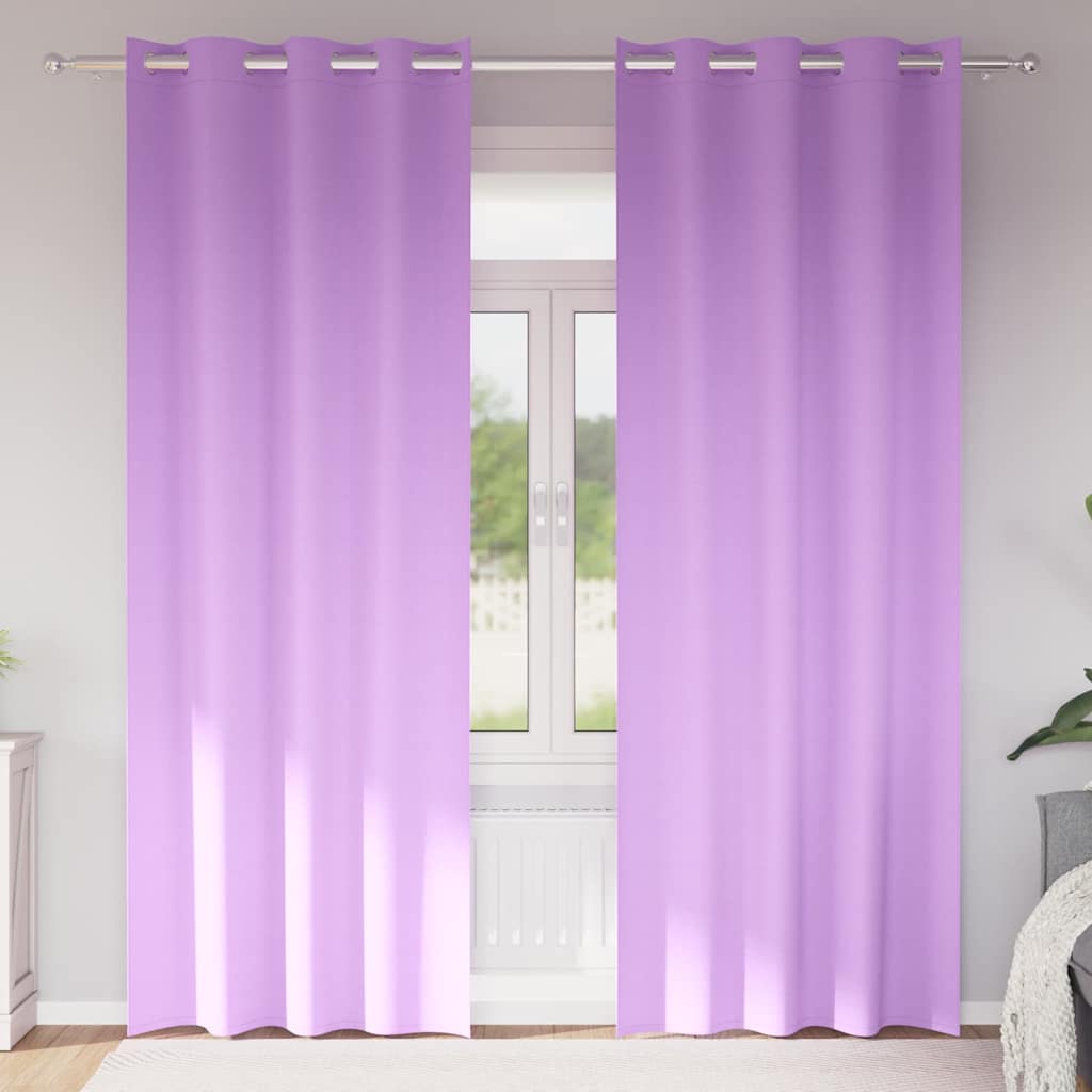 Tende Blackout con Anelli 2 pz Viola 225 x 140 cm Poliestere