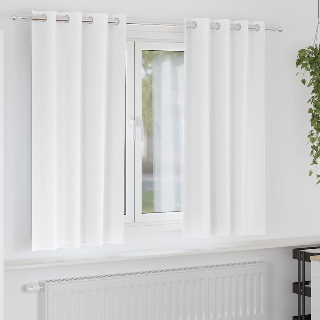 Tende Blackout con Anelli 2 pz Bianco Puro 175 x 140 cm