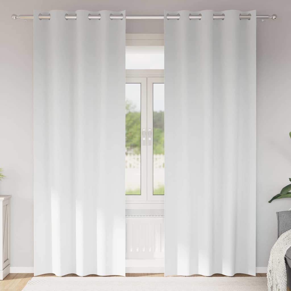 Tende Blackout con Anelli 2 pz Bianco Puro 245 x 140 cm