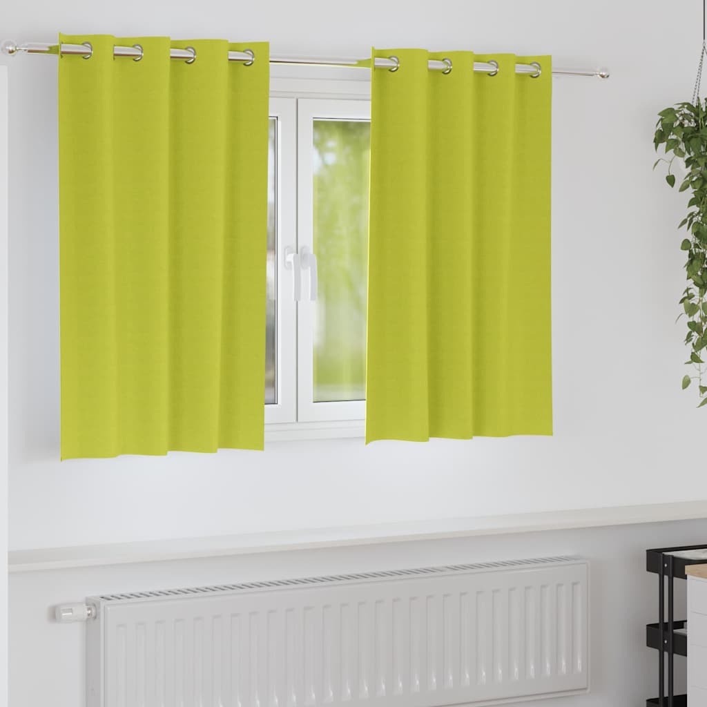 Tende Blackout con Anelli 2 pz Verde 140 x 140 cm Poliestere