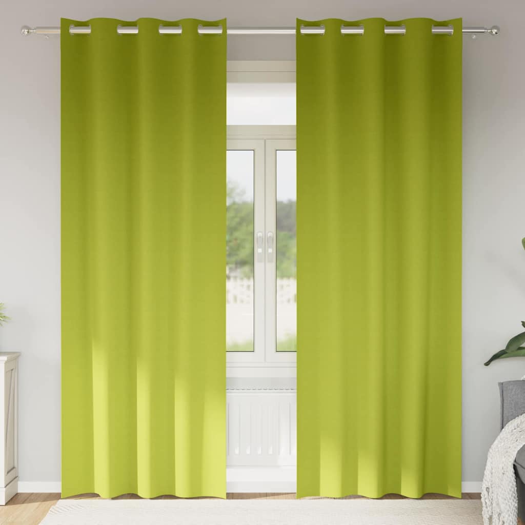 Tende Blackout con Anelli 2 pz Verde 245 x 140 cm Poliestere